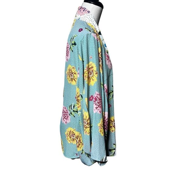 Very J. Floral Shrug Smock Blouse Jacket Size Large - Picture 3 of 5